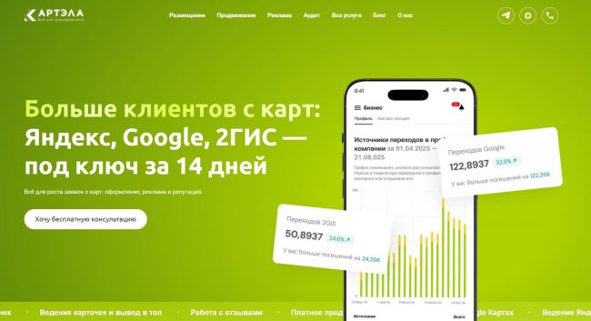 Продвижение бизнеса в Яндекс Картах, Google, 2ГИС